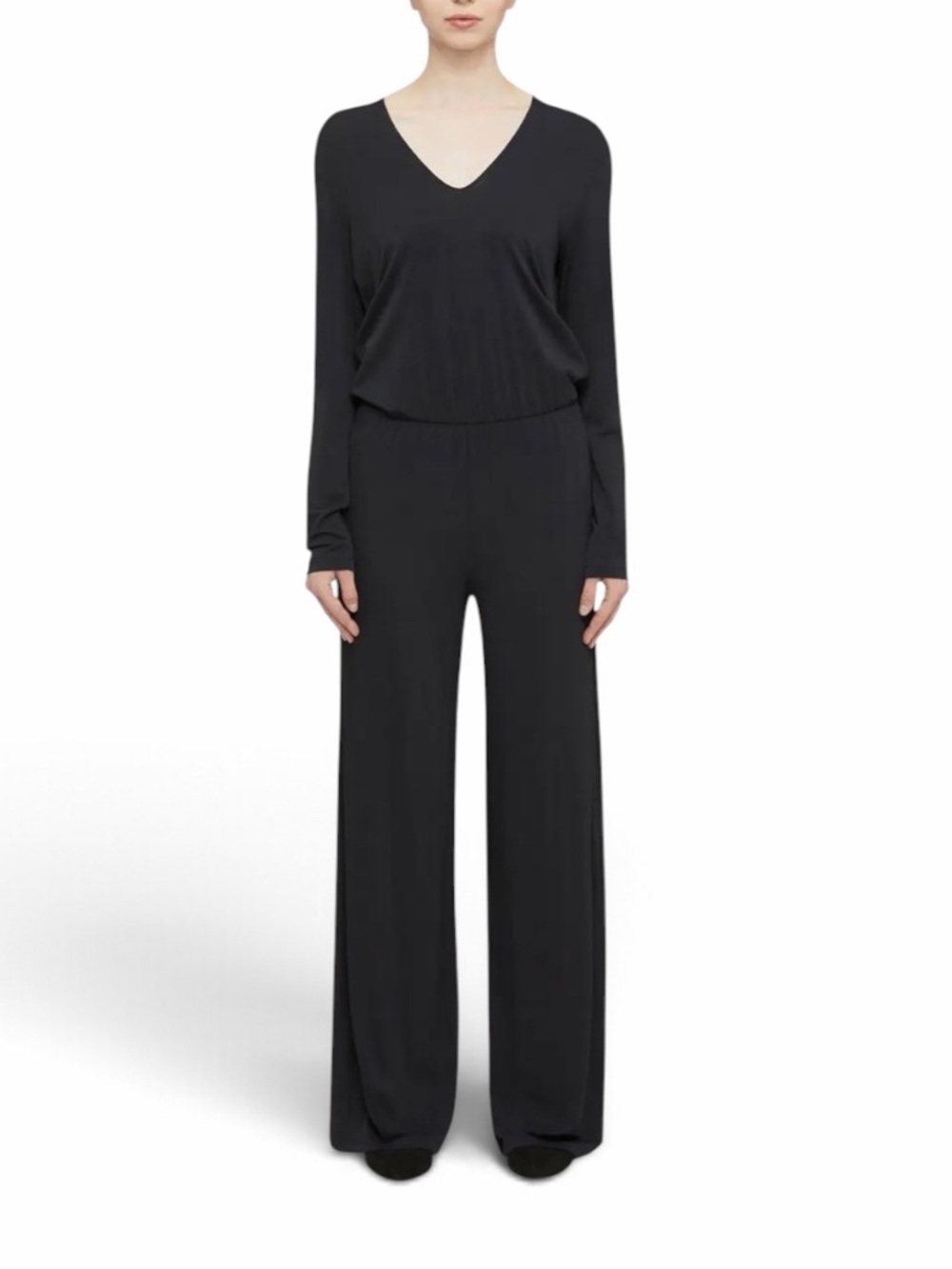 Wolford Black V neck Long-sleeve Crepe Jumpsuit NWT